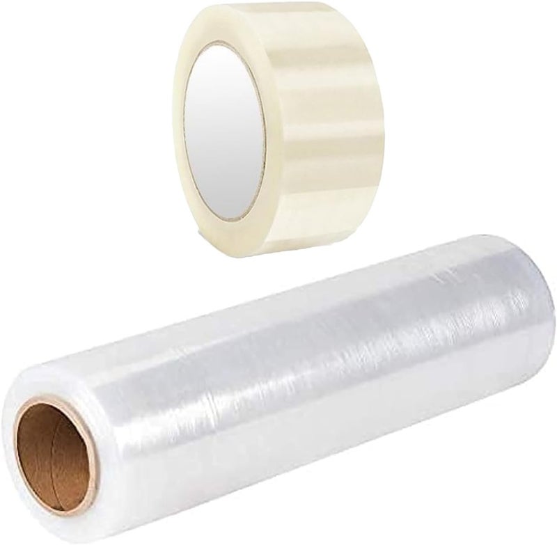 Duravel Stretch Film and Clear Tape - Industrial Strength Moving Wrapping Plastic Roll, 21" x 1000 Feet, 4 Pack, 60 Gauge - Image 1